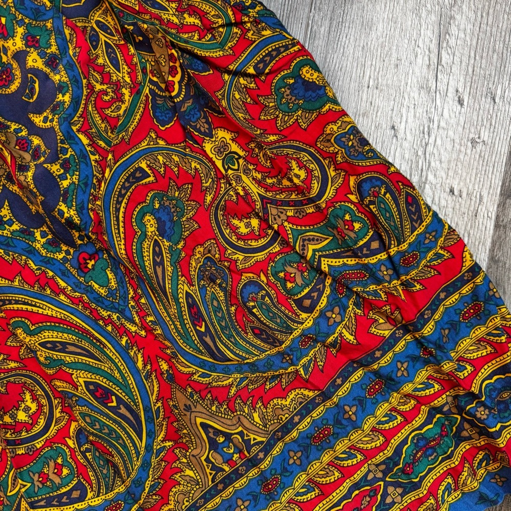 Vibrant Paisley Skirt, Vintage, A line, Bright Rayon - Picture 2 of 6